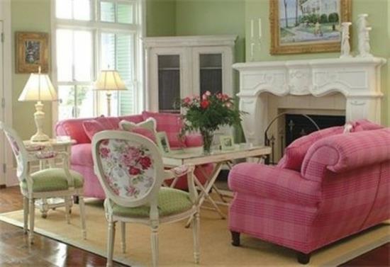 εσωτερική διακόσμηση ιδέες σπιτιού θηλυκό σαλόνι ροζ λευκό