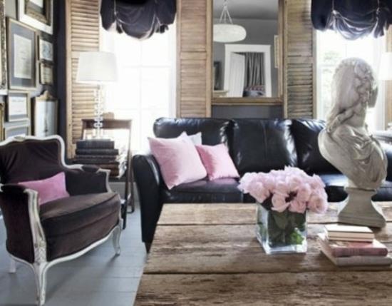εσωτερική διακόσμηση ιδέες σπιτιού γυναικείο σαλόνι μαύρο ροζ