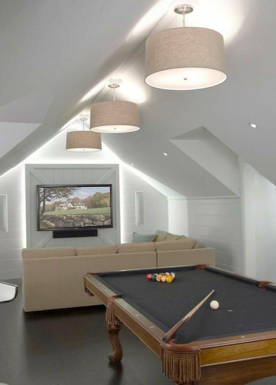 εσωτερικές ιδέες σχεδιασμού παιχνιδιού επίπλωση δωματίου πισίνα τραπέζι τηλεόρασης καναπές φως