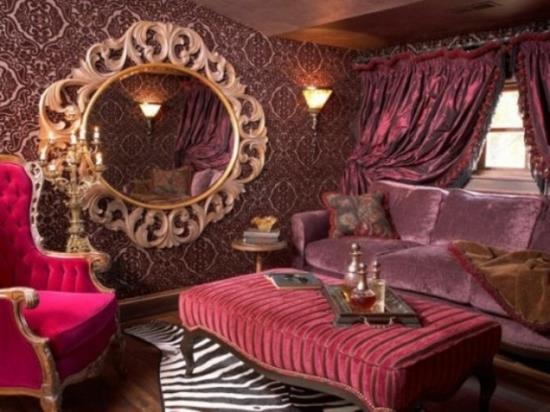 ιδέες εσωτερικού σχεδιασμού γυναικείο σαλόνι ροζ μοβ