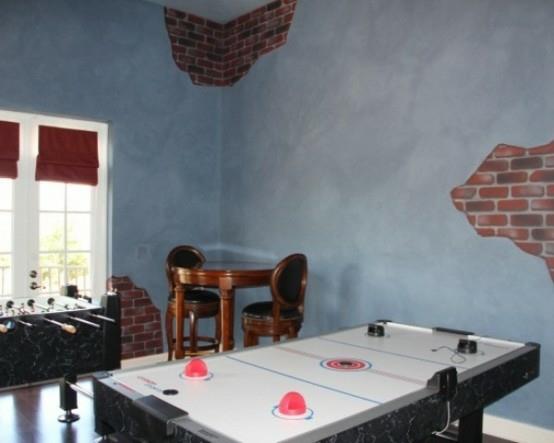 εσωτερικές ιδέες σχεδιασμού σπιτιού παίζουν χώρο στήσιμο τραπέζι ποδοσφαίρου