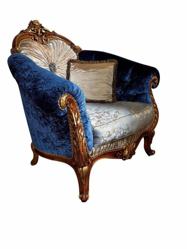 ιταλική πολυθρόνα επίπλων βασιλικό μπλε βελούδο