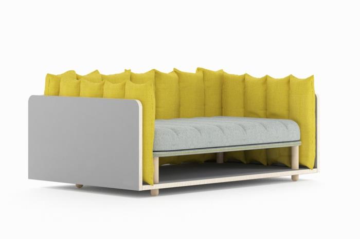 ιταλικά επικαλυμμένα έπιπλα μικρός καναπές re cinto κίτρινα μαξιλάρια
