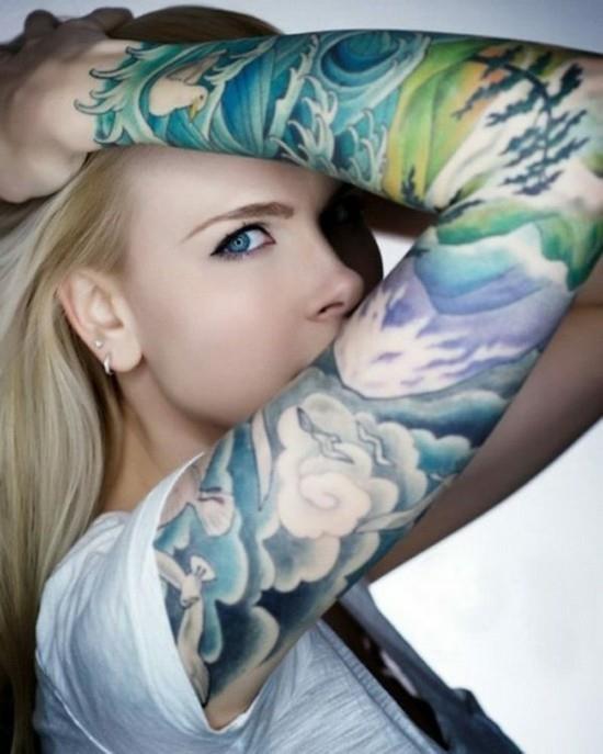 Ιαπωνικά μοτίβα ιδέες για τατουάζ μανίκι για γυναίκες