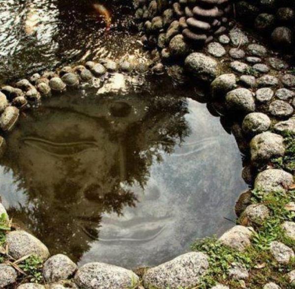 Ιαπωνικός κήπος λίθοι λίμνης Βούδας