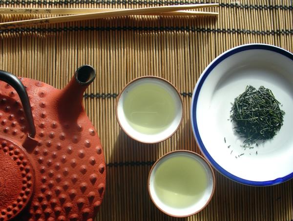 ιαπωνικό πράσινο τσάι ποτό φλιτζάνι πράσινη ζάχαρη λεμονιού