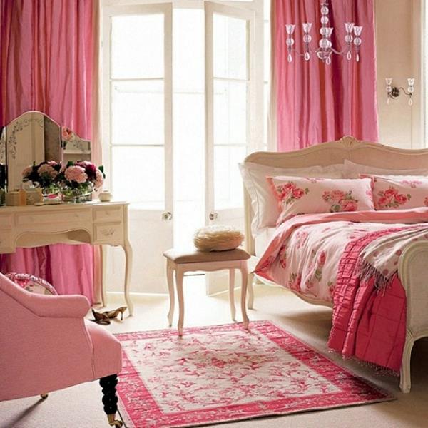 κουρτίνες υπνοδωμάτιο μοντέρνο σχέδιο ροζ