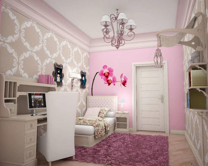 νεανικό δωμάτιο διακοσμητικό κορίτσι ροζ χαλί ροζ τοίχο προφορά