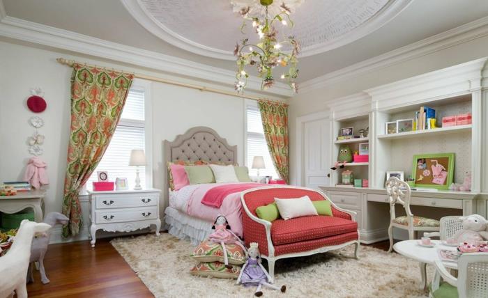 νεανικό δωμάτιο διακόσμηση ιδεών δωματίου κοριτσιού νεανική πολυθρόνα κρεβάτι όμορφη κουβέρτα χρωματιστές κουρτίνες
