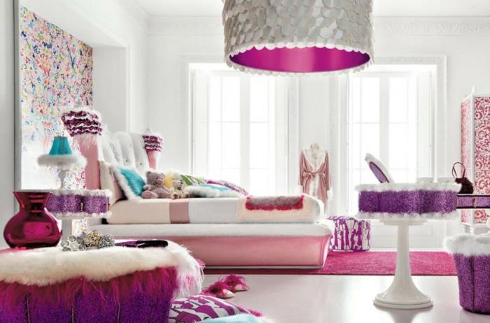 έφηβος δωμάτιο για κορίτσια σχεδιασμός ροζ μοβ τόνους τοίχο προφορά