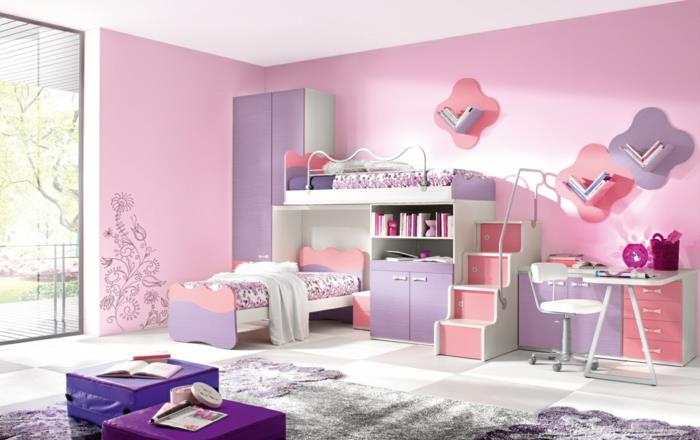 έφηβος δωμάτιο για κορίτσια σχεδιασμός ροζ χρώμα τοίχου λειτουργικά κομμάτια επίπλων