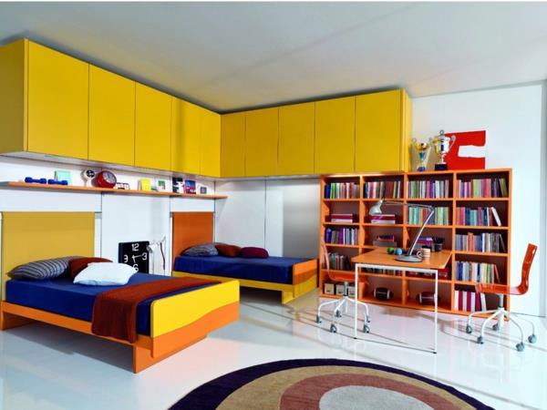 τα νεανικά δωμάτια σχεδιάζουν κίτρινες ντουλάπες
