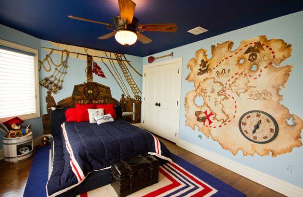νεανικό δωμάτιο αγόρια πρωτότυπο ναυτικό θέμα στυλ μπλε τόνους