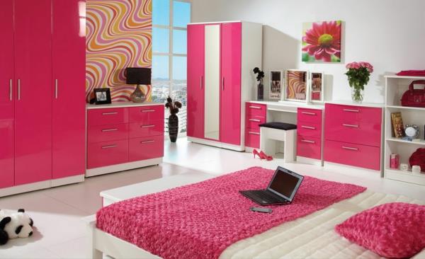 έφηβος δωμάτιο συρτάρια ροζ τοιχογραφία ταπετσαρία