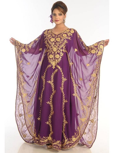 Arap Kaftan İşlemeli Elbise