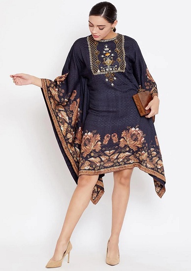 İşlemeli Kaftan A Çizgi Elbise
