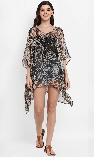 Şifon Kaftan Mini Elbise