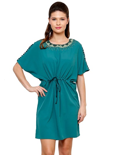Yeşil Pullu Kaftan Elbise