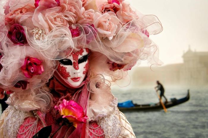 καρναβάλι αποκριάτικες στολές Βενετία κοστούμια κόμμωση τριαντάφυλλα πέπλο αποκριάτικες στολές γυναίκες