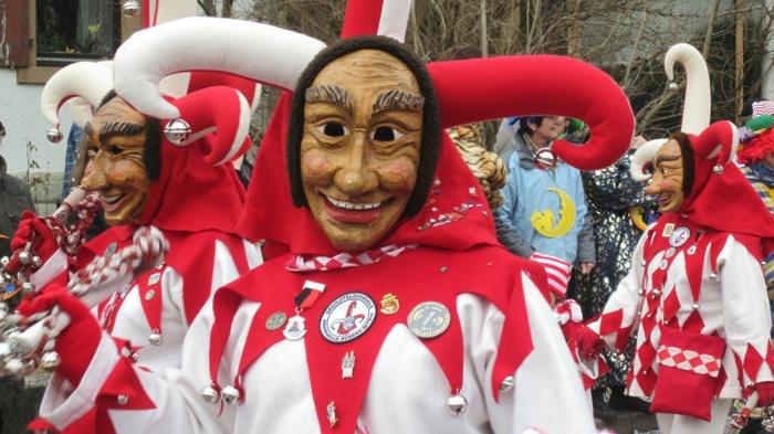 κοστούμια αποκριάτικες στολές λογότυπο κολώνια κλόουν ανόητοι κοστούμια καρναβαλική παρέλαση κόκκινο λευκό