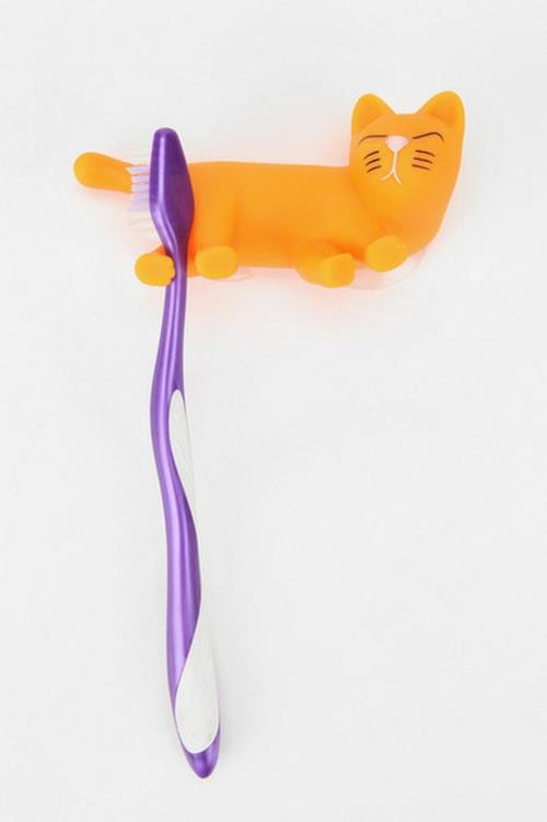 διακοσμητικά γάτας οδοντόβουρτσα κάτοχος από καουτσούκ σε κίτρινο χρώμα