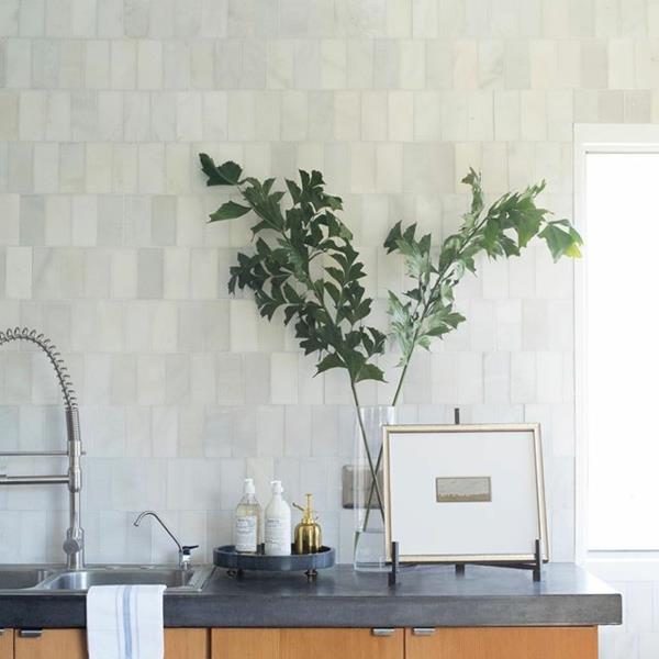 καθρέφτης κουζίνας με πλακάκια φωτεινά χρώματα ιδέες φυτών ντεκό