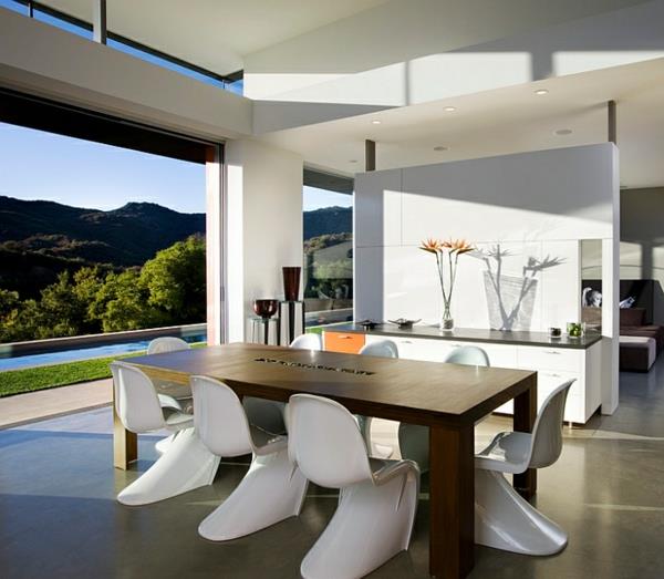 κουζίνα και τραπεζαρία σχεδιασμός ξύλινες τραπεζαρία πλαστικές καρέκλες