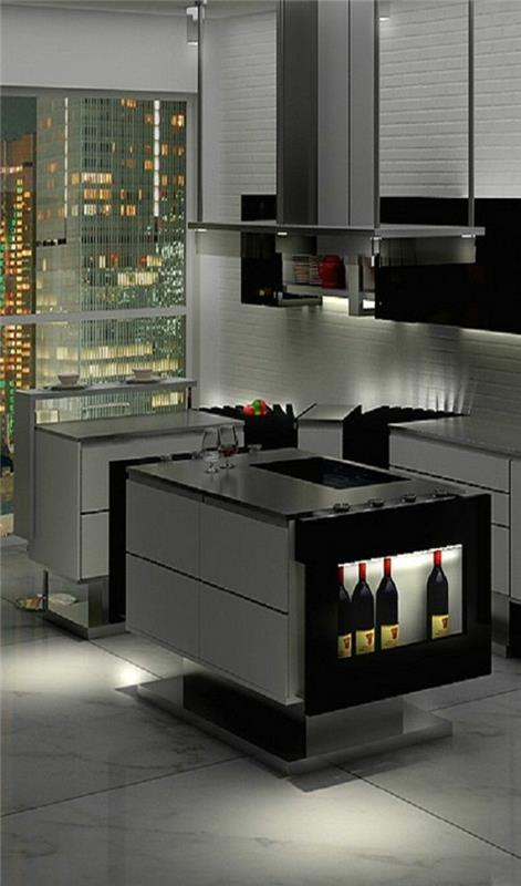 κουζίνα διαμέρισμα σχεδιασμός έπιπλα κουζίνας σκούρα χρώματα