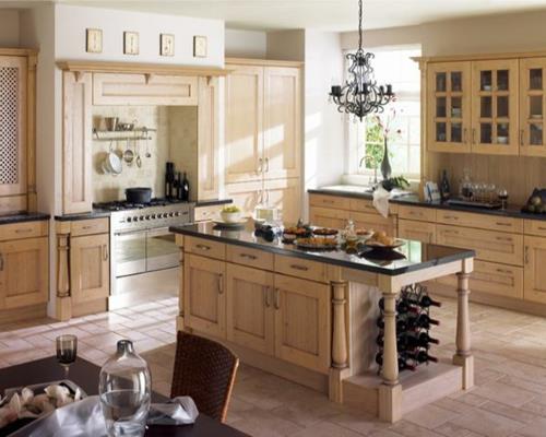 επίπλωση κουζίνας ξύλινο φωτεινό πολυέλαιο σπιτικό σχέδιο