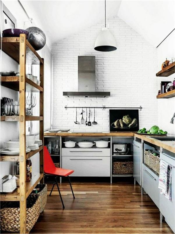 ιδέες κουζίνας πιάτα κρεμάσουν ιδέες χώρου αποθήκευσης τοίχων από τούβλα