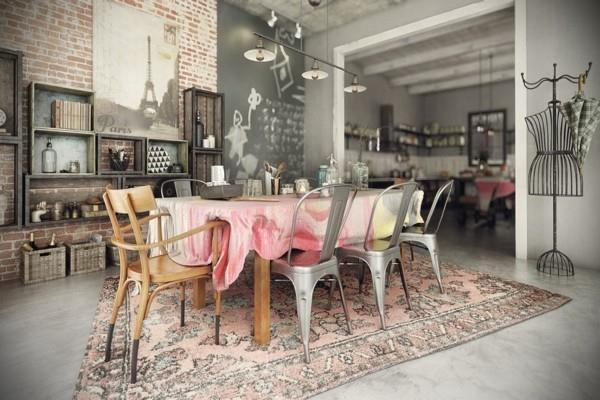 ιδέες κουζίνας όμορφη τραπεζαρία βιομηχανικές καρέκλες τραπεζαρίας