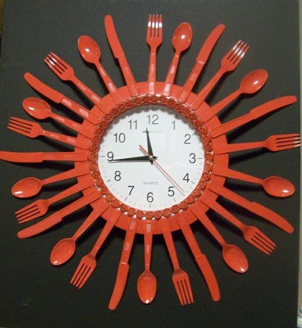 ρολόγια τοίχου κουζίνας κόκκινα μαχαιροπίρουνα ρολόι τοίχου
