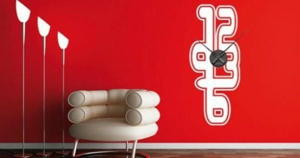 ψηφιακά ρολόγια τοίχου σχεδιασμού κόκκινου τοίχου κουζίνας