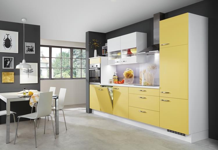 ιδέες διακόσμησης κουζίνας σχεδιασμός χρώματος κουζίνας προφορά χρώμα κίτρινο
