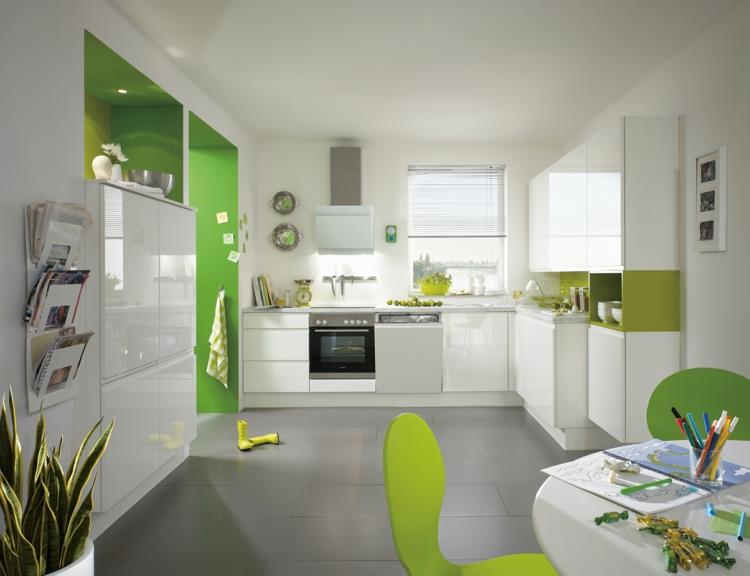 ιδέες διακόσμησης κουζίνας σχεδιασμός χρώματος κουζίνας προφορά χρώμα πράσινο