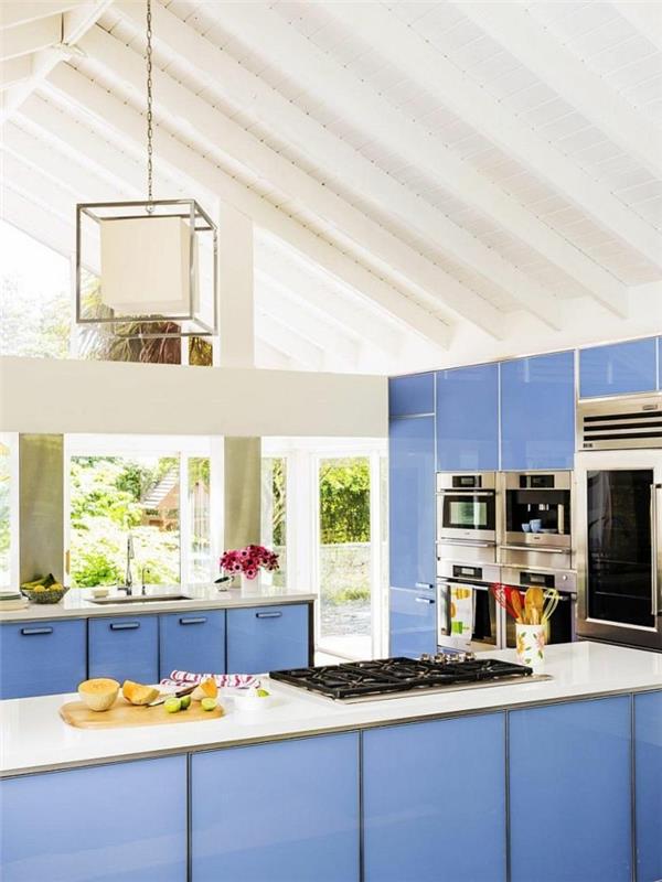 σχεδιασμός κουζίνας μπλε ντουλάπια κουζίνας ιδέες διακόσμησης κουζίνας