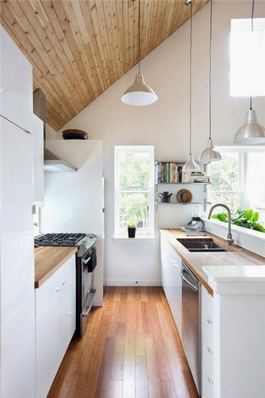 Εξοπλισμός κουζίνας διαμερίσματος τελευταίου ορόφου ιδέες κεκλιμένης οροφής deco kitchen21