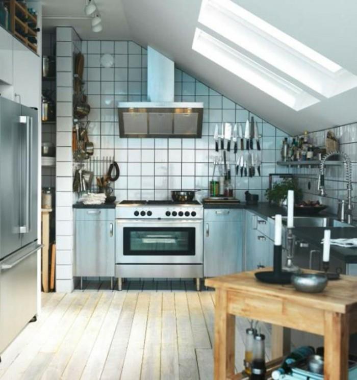Ιδέες για διακόσμηση οροφής διαμερίσματα τελευταίου ορόφου εξοπλισμός κουζίνας mansard κουζίνα4