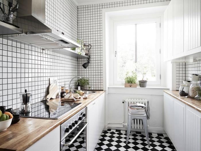 πλακάκια κουζίνας μικρά πλακάκια τοίχου μικρή κουζίνα σχεδιασμός ντουλάπια κουζίνας λευκά