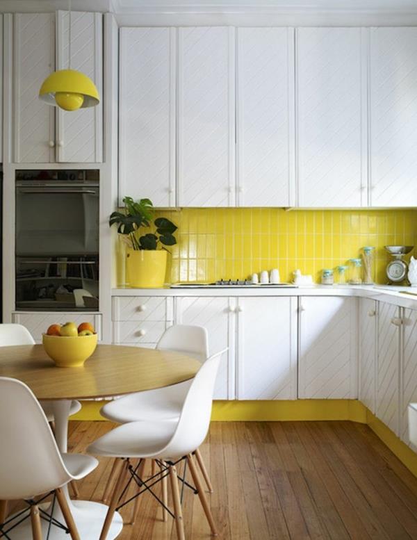 πλακάκια κουζίνας κεραμίδι τοίχου χρώμα κίτρινο πίσω τοίχος κουζίνα