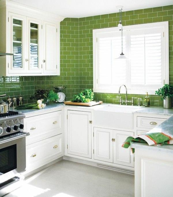πλακάκια κουζίνας κεραμίδι τοίχου χρώμα πράσινο πίσω τοίχος κουζίνα