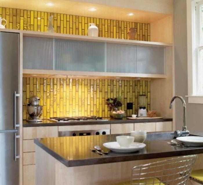 ιδέα σχεδιασμού κουζίνας επίπλωση παραδειγμάτων- ιδέες σχέδιο κουζίνας χρώμα κίτρινο