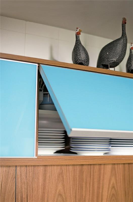 ιδέες σχεδιασμού κουζίνας μπλε πόρτες ντουλαπιών