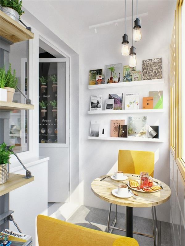 ιδέες κουζίνας στρογγυλό τραπέζι κίτρινες καρέκλες μικρή τραπεζαρία