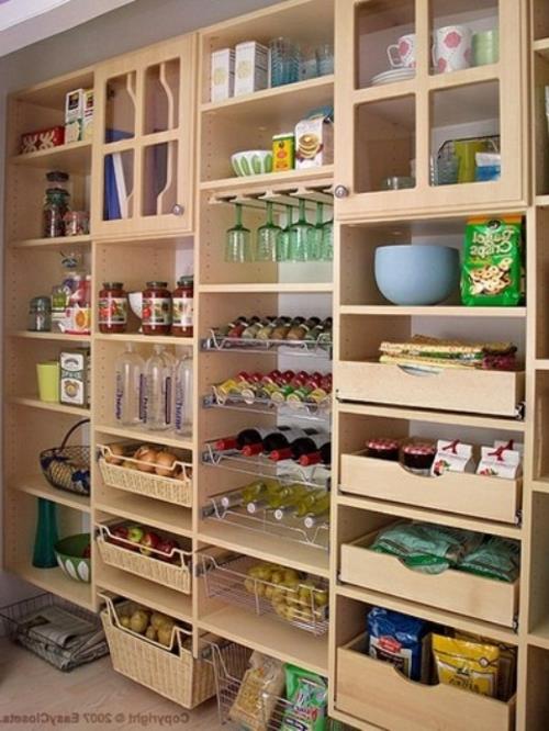 ιδέες κουζίνας ντουλάπι σύστημα μεταλλικά ράφια και καλάθια