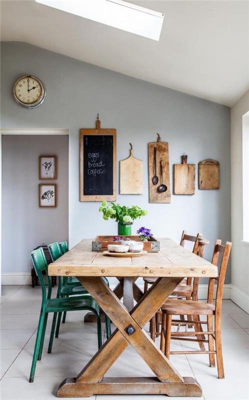 ιδέες κουζίνας σχεδιασμός τοίχου σανίδες κοπής ξύλινο τραπέζι