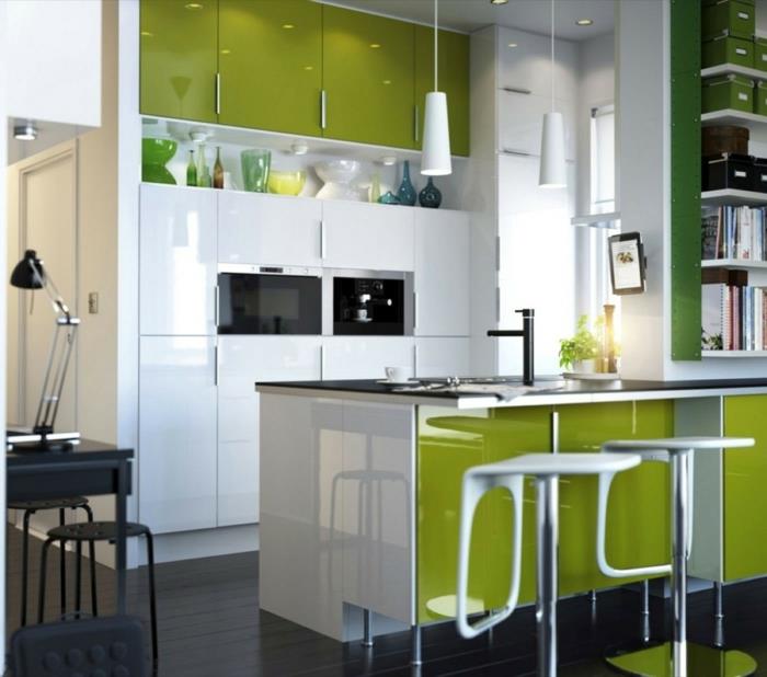 έπιπλα κουζίνας ikea ντουλάπια κουζίνας πράσινα λευκά εφέ καθρέφτη