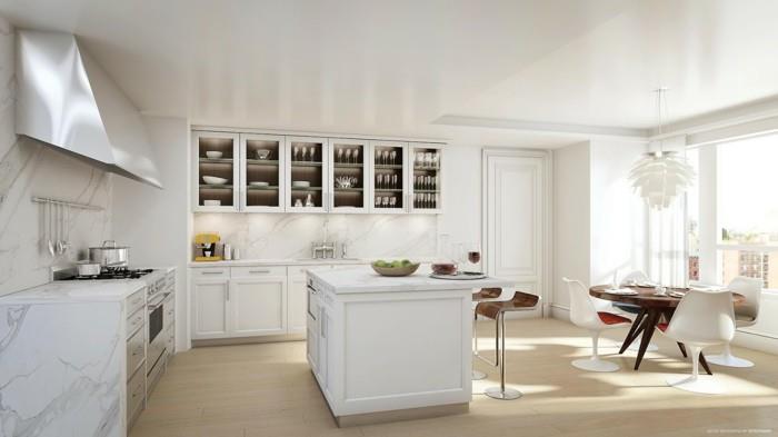 κουζίνα σχεδιασμός σύγχρονος εξοπλισμός κουζίνας λευκά ντουλάπια βιτρίνα κουζίνα νησί