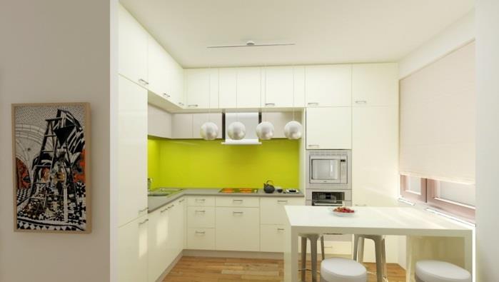 κουζίνα πίσω τοίχο από πλεξιγκλάς πλακάκια καθρέφτη πράσινο εξωτικό