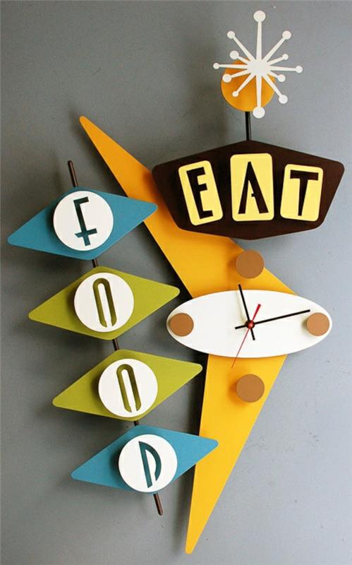 ρολόι κουζίνας μοντέρνες ιδέες διακόσμησης τοίχου ρολογιών τοίχου χρωματιστές